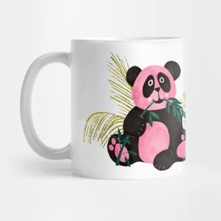 Pink Panda Eating Bamboo Mug